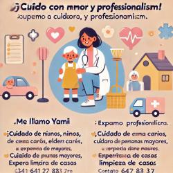 cuidado de personas mayores ,niños, limpieza hogar